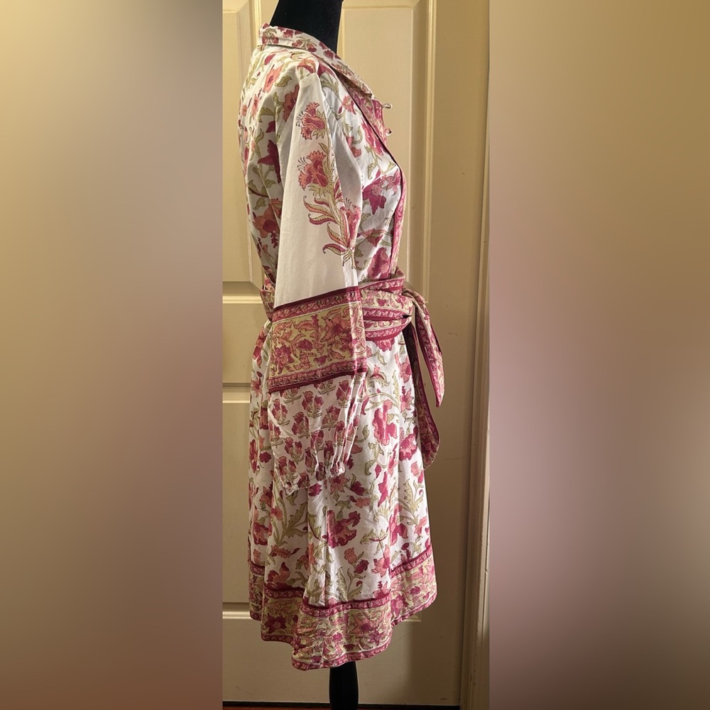 Anthropologie Sue Sartor Vintage Poppy Floral Bohemian Dress with Pink Accents - Picture 6 of 9